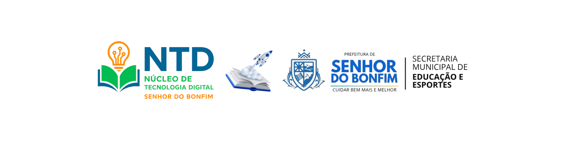 Logos do Núcleo de Tecnologia Digital, Secretaria de Educação e Senhos do Bonfim